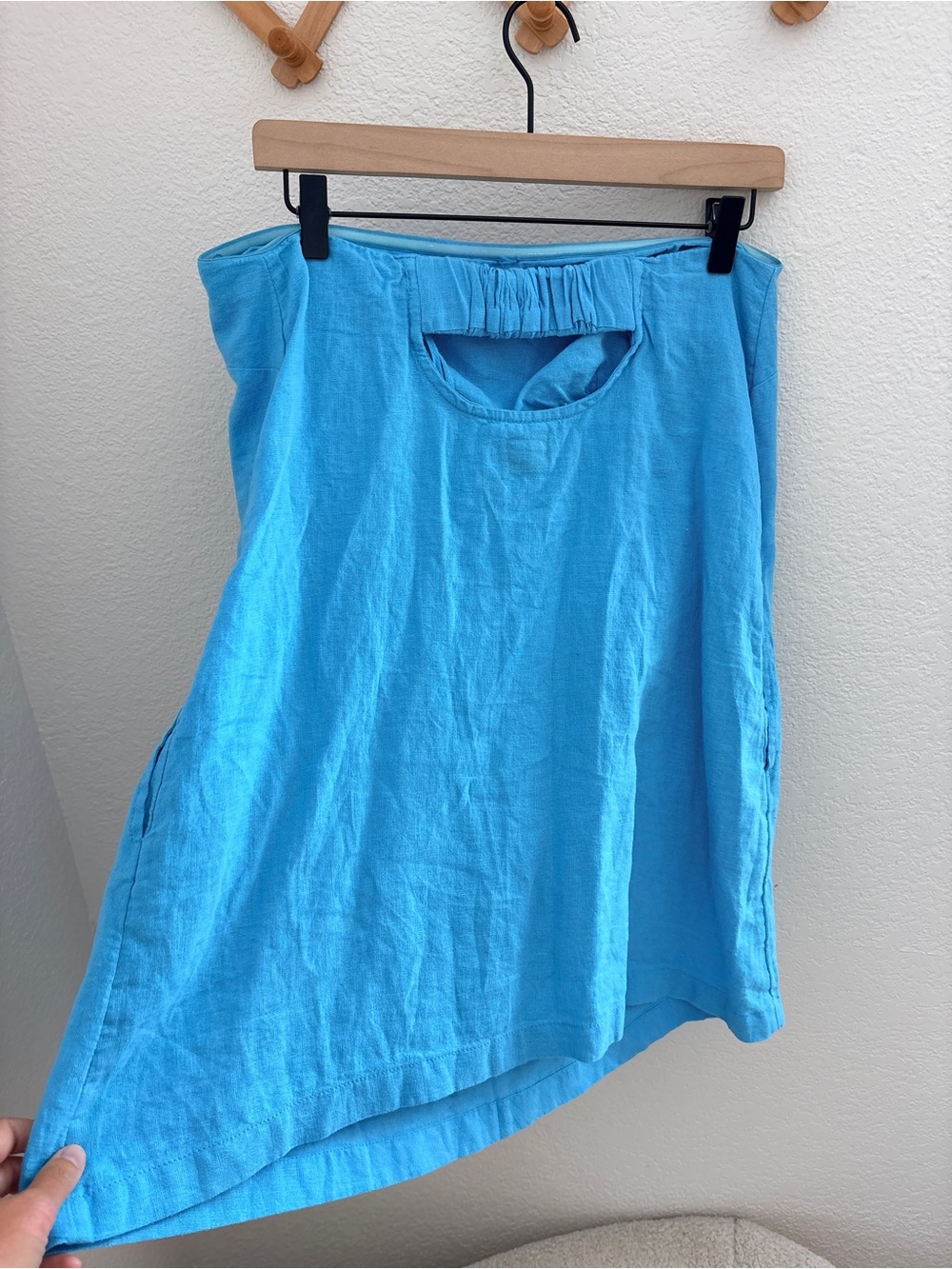 Free People Bright Blue Essentially The Best Cotton Linen Strapless Mini Dress - Picture 4 of 8
